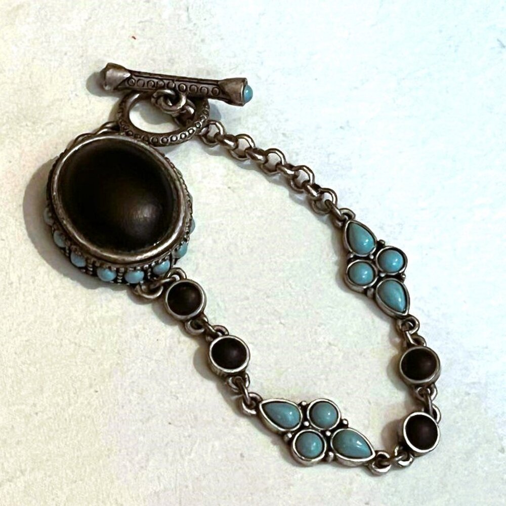 Onyx Turquoise Bracelet ~ Mexican Jewelry ~ Toggle Clasp ~ Southwestern
